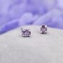 Amethyst Purple Oval Cz Stud Earrings Sterling Silver, thumbnail 1 of 12