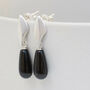 Silver Deco Dropper Earrings With Onyx, thumbnail 7 of 10