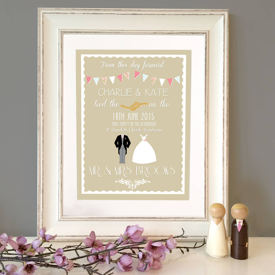 personalised wedding day print by wedding in a teacup ...
