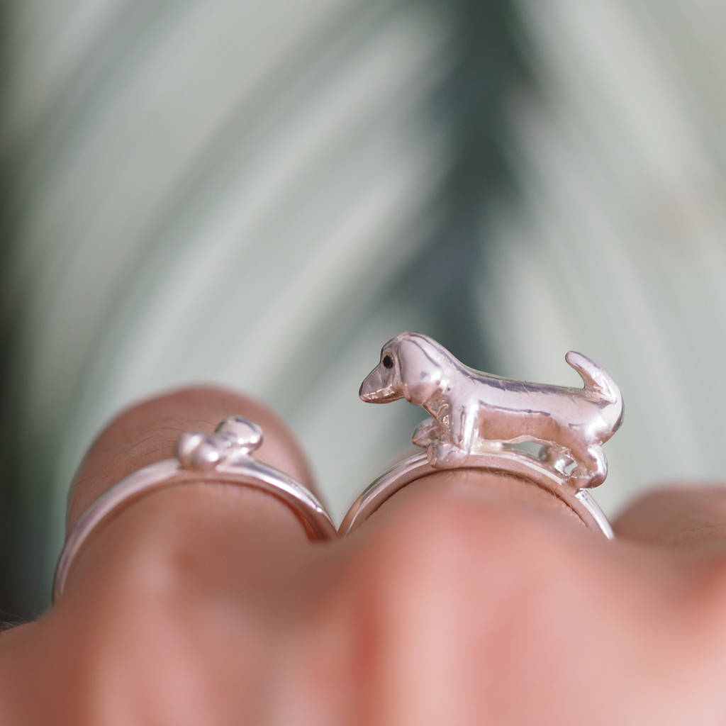 Sausage Dog Ring Silver And Black Diamond By RockCakes