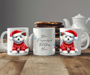 Personalised Bichon Frise In Christmas Jumper Mug, 2 of 2