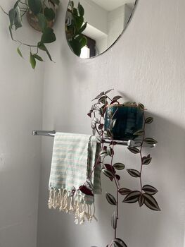 Striped Design Turquoise Hand Towel, 6 of 6