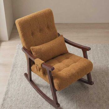 Burnt Orange Rocking Chair Upholstered In Antique, 4 of 5