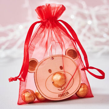 Bear Christmas Decoration And Bag Of Chocolate Noses, 3 of 3