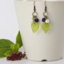 Silver Or Bronze Blue And Green Flower Earrings, thumbnail 6 of 9