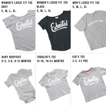 Dad And Baby 'Exhausted' And 'Exhausting' T Shirt Set, 2 of 6