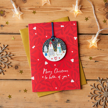 Couple Christmas Card With Keepsake Decoration By Jessica Hogarth | notonthehighstreet.com