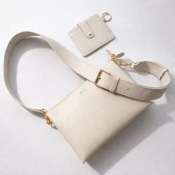 Personalised Custom Embossed Monogram Saffiano Leather Trio Cross Body Bag, 3 of 8