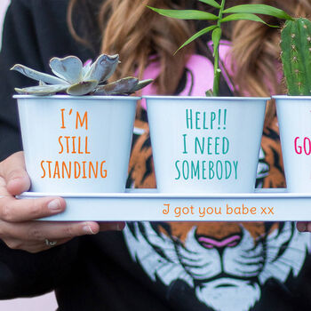 Personalised Funny Plant Tray And Pots, 4 of 5