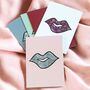 Set Of Five Geometric Lips Art Greeting Cards, thumbnail 1 of 2