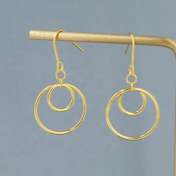 Sterling Silver Double Circle Drop Hook Earrings, 4 of 12