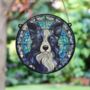 Border Collie Long Haired Stained Glass Effect Suncatcher, thumbnail 3 of 6