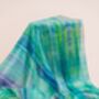 100% Mulberry Silk Scarf, Light Green And Rainbow, thumbnail 2 of 6