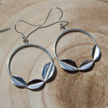 Geometric Leaf Drop Earrings In Sterling Silver, 2 of 8
