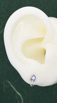 Moonstone 3mm Droplet Huggie Hoop Earrings, 2 of 9