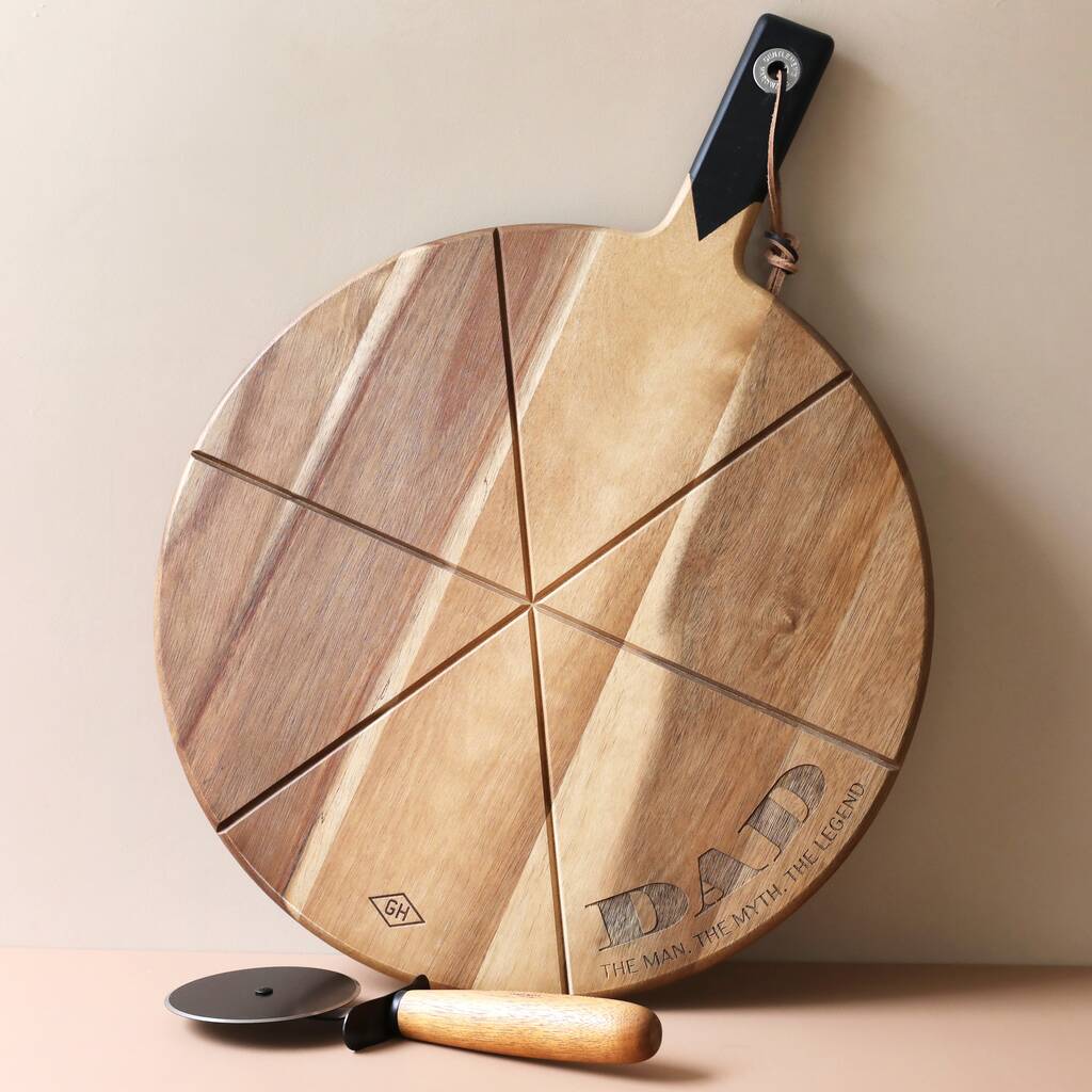 Dad The Legend Pizza Serving Board And Cutter Set, 1 of 5