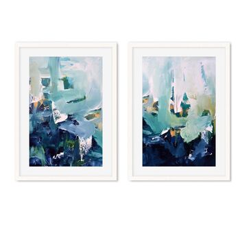Modern Blue Abstract Art Print Set Of Two Framed Art, 6 of 8