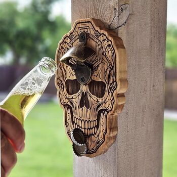 Handcrafted Magnetic Skull Wall Mounted Bottle Opener, 9 of 10