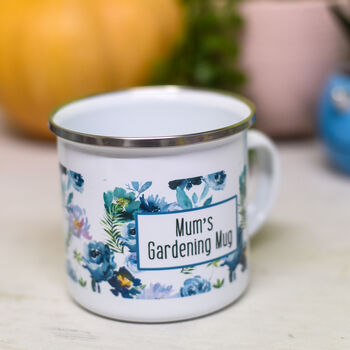 Personalised Mum's Enamel Gardening Mug, 7 of 9