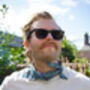 Mens Blue Ditzy Floral Cotton Neckerchief, thumbnail 2 of 12