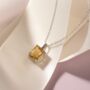 Citrine Emerald Cut Pendant Necklace In Sterling Silver And Gold, thumbnail 4 of 10