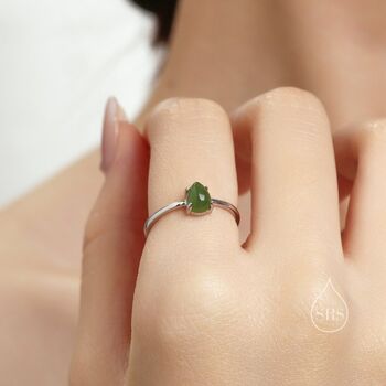 Sterling Silver Natural Jasper Jade Droplet Ring, 6 of 11