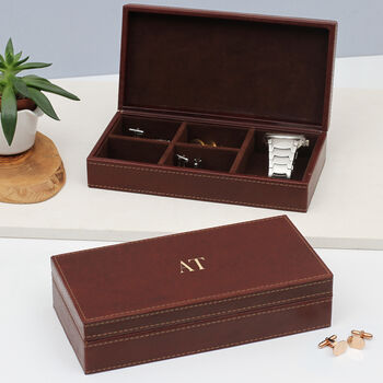 Personalised Men's Leather Jewellery And Watch Box, 2 of 2