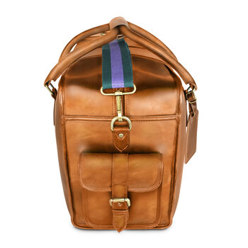 'Oxley' Men's Leather Weekend Holdall Bag In Tan, 6 of 9