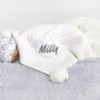 Personalised Cable Knit Pom Pom Blanket White, thumbnail 1 of 11