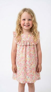 Edith Pink Floral Frill Dress, 9 of 9