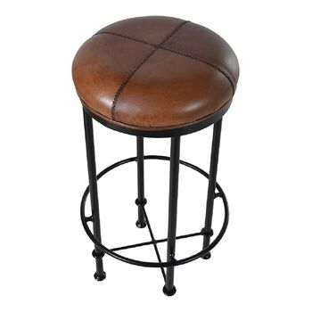 Evan Light Brown Leather Bar Kitchen Dining Stool, 2 of 2