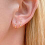 10k Solid Gold Moonstone Mini Hoop Earrings, thumbnail 4 of 5