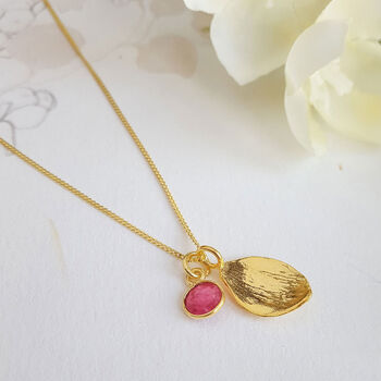 July Birthflower Birthstone Gold Plated Necklace 925, 5 of 9