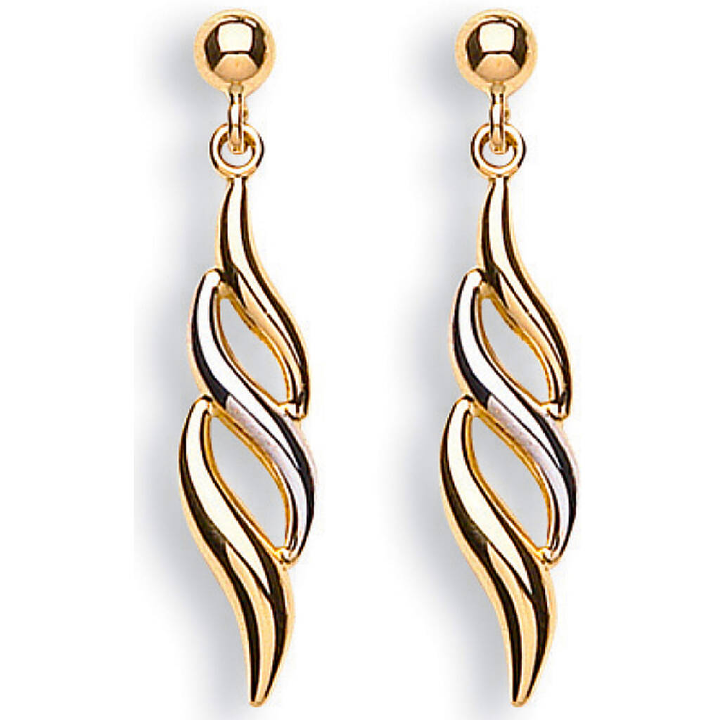 Modern Contrast 9 K Two Tone Gold Drop Earrings