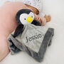 Personalised Penguin Baby Comforter Rattle, thumbnail 5 of 9