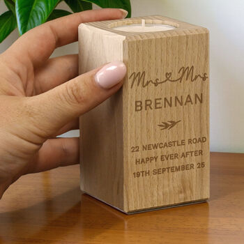 Personalised Wedding Wooden Tealight Holder, 2 of 4