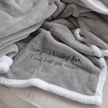 Personalised Save On Your Heating Warm Grey Blanket, 6 of 9