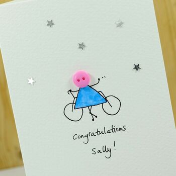 Personalised 'Button Cyclist' Handmade Card, 2 of 4
