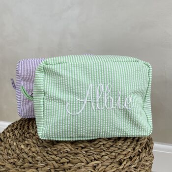 Personalised Stripe Embroidered Makeup Cosmetic Bag, 8 of 9