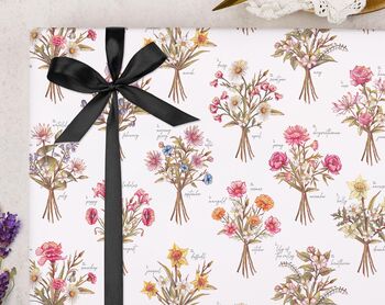 Three Sheets Of Flower Birth Month Birthday Wrapping Paper, 2 of 2