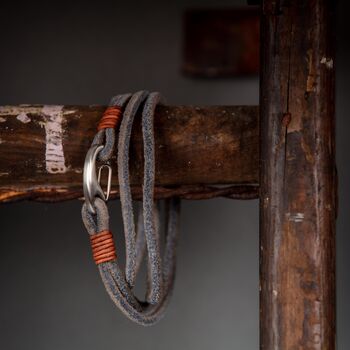 Men's Suede Leather Double Wrap Bracelet, 7 of 10