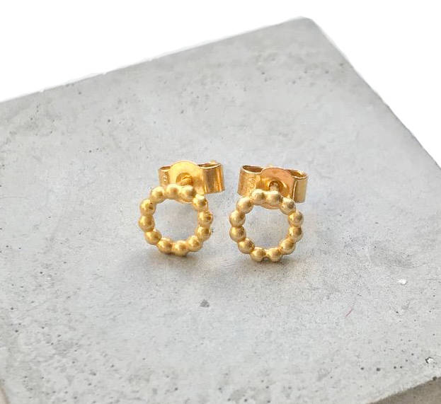 Small Beaded Circle Studs In 18ct Gold Vermeil By Maya H Jewellery ...