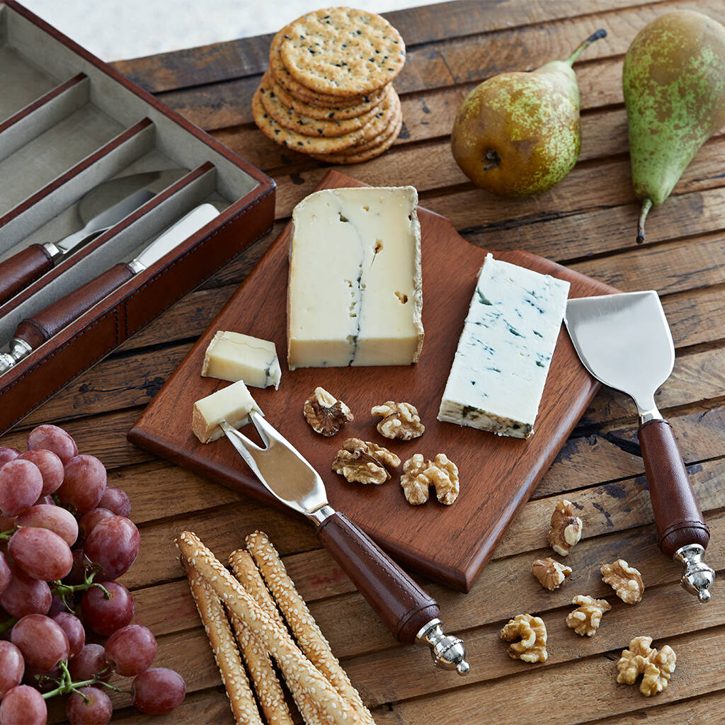 Leather Cheese Knife And Board Set By Life Of Riley