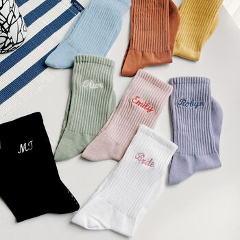 Custom Embroidered Name Yoga Pilates Socks, 3 of 8