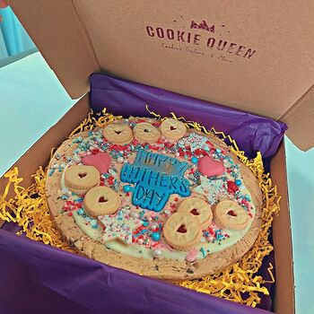 Father’s Day White Chocolate And Raspberry Personalised Giant Cookie – Handmade Gift, 4 of 5