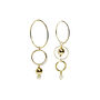 Melanie Mismatched Gold Fill And Pearl Hoop Earrings, thumbnail 2 of 3