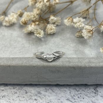 Sterling Silver Heart Toe Ring, Boho Holiday Jewellery, 9 of 10