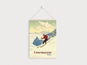 Courmayeur Ski Resort Italy Travel Poster Art Print, 6 of 8