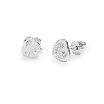 Small Crystal Heart Silver Studs Earrings Gift, 2 of 2