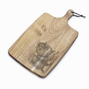 Personalised Keeshond Engraved Acacia Serving Board, 5 of 10